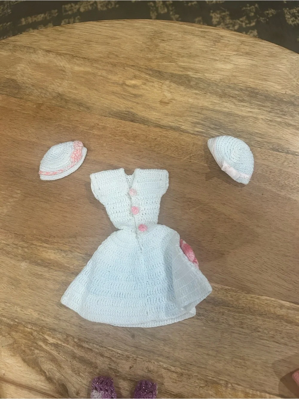 Vintage Handmade Doll Clothes Lot Crochet Knit Dresses